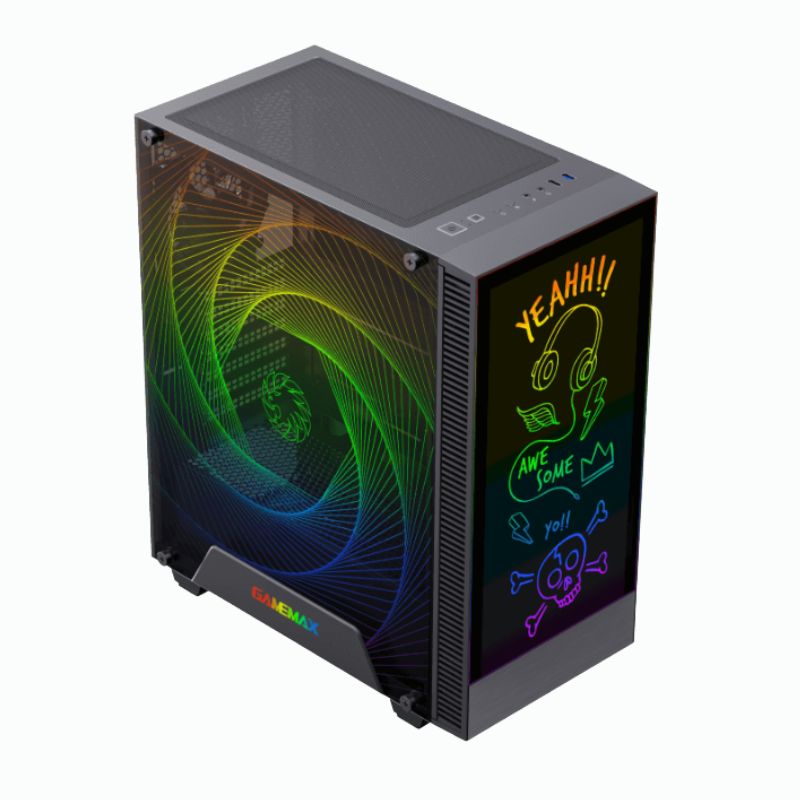 CASE GAMEMAX KREATOR S/ FUENTE | NEGRO | 2 PANEL VIDRIO | X1 FAN | LED- RGB - Imagen 2