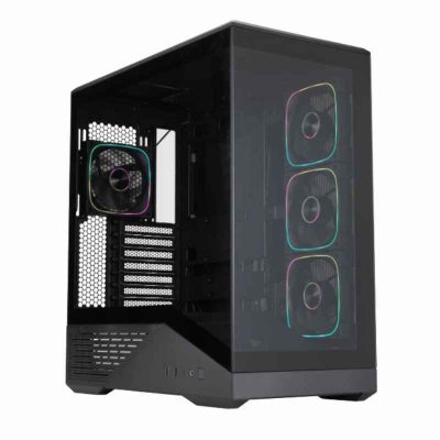 CASE GAMING 1STP GM7 – BLACK ( 1S-CA1ST-GM7-BLACK ) S/ FUENTE | NEGRO | 1 PANEL VIDRIO | 3 FAN | LED- RGB