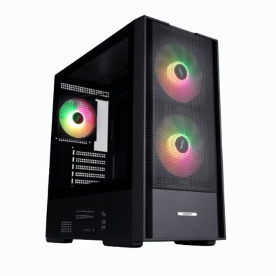 CASE 1ST PLAYER AU7 ( 1S-CA1ST-AU7-BLACK ) S/ FUENTE | NEGRO | 1 PANEL VIDRIO | X5 FAN | LED- RGB