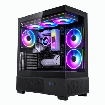 CASE HALION FISH TANK HPRO-735 ( HPRO-735 ) S/ FUENTE | NEGRO | 2 PANEL VIDRIO | X6 FAN | LED- RGB