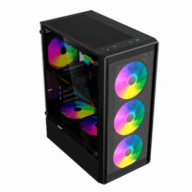 CASE GAMER DATAONE ( ZIGMA-G02 ) S/ FUENTE | NEGRO | 1 PANEL VIDRIO | X4 FAN | LED- RGB - Imagen 2
