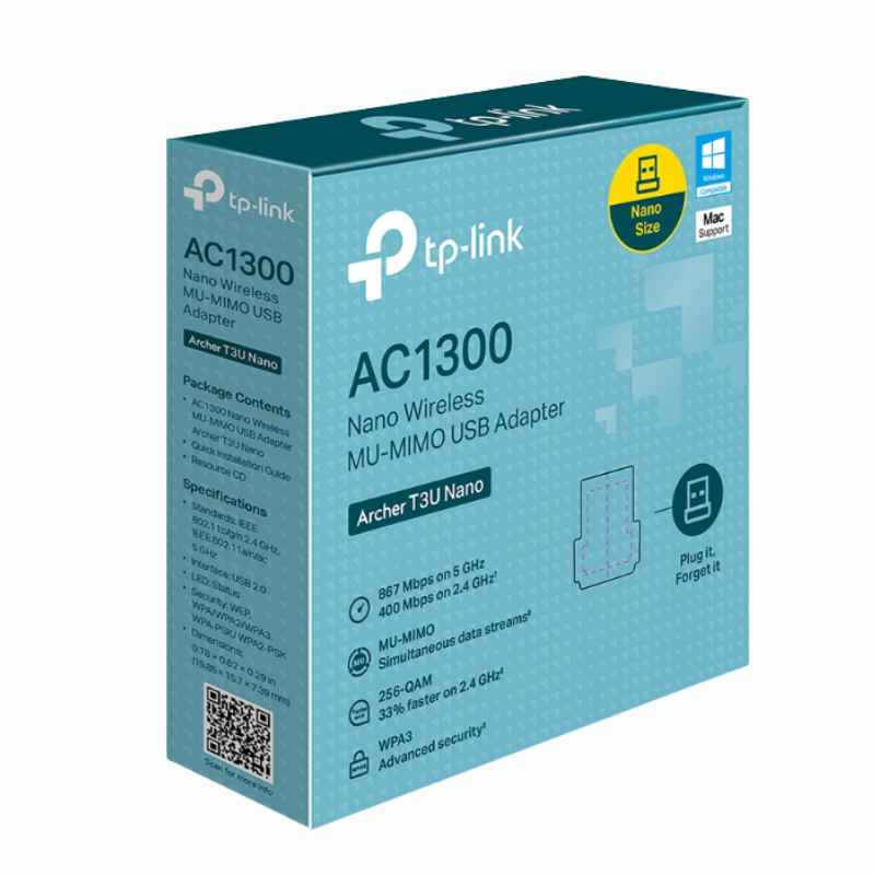 Adaptador USB WiFi TP-Link Archer T3U Nano AC1300 Dual Band 867Mbps 5GHz