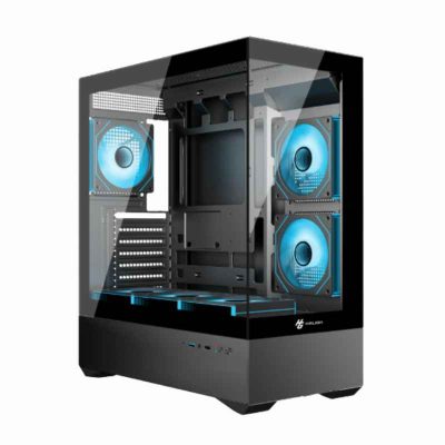 CASE HALION FISH TANK HPRO-720 ( HPRO-720 ) S/ FUENTE | NEGRO | 2 PANEL VIDRIO | X6 FAN | LED- ARGB